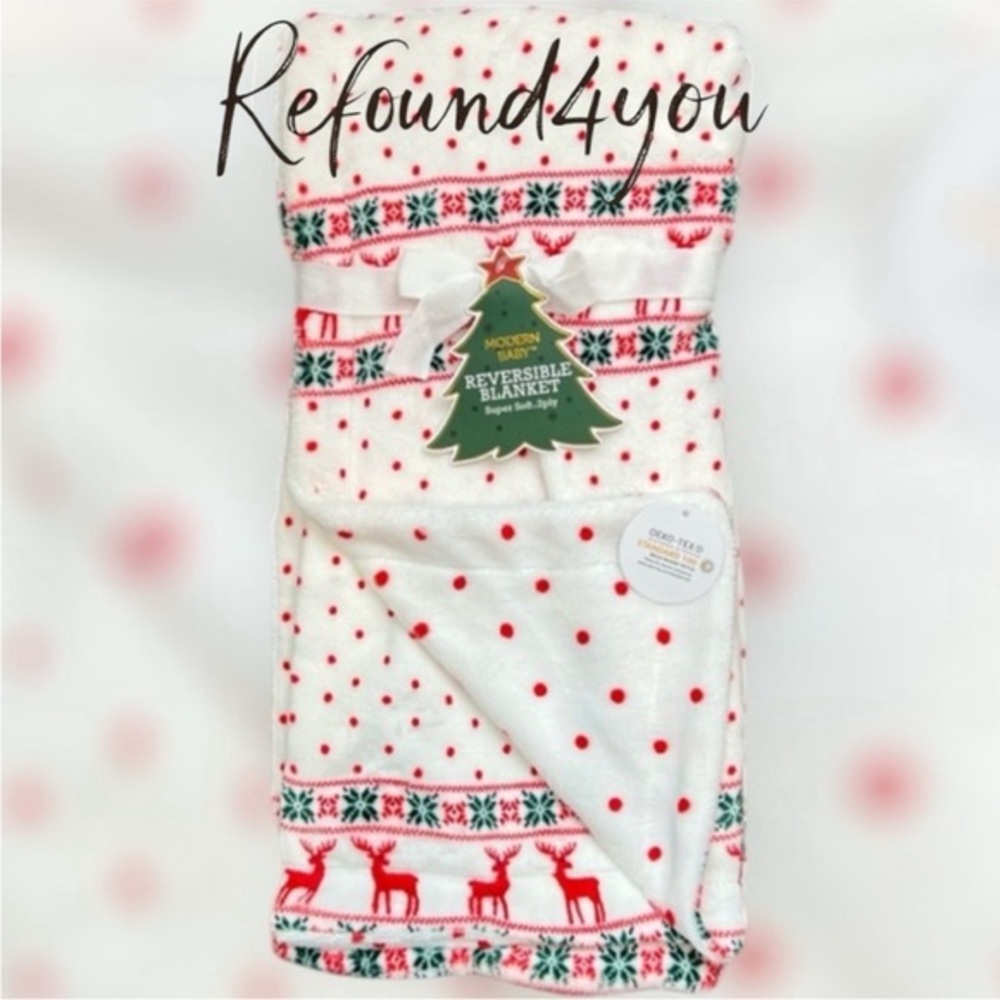 Modern Baby - ‘Winter & Polka Dots’ reversible baby blanket. NWT